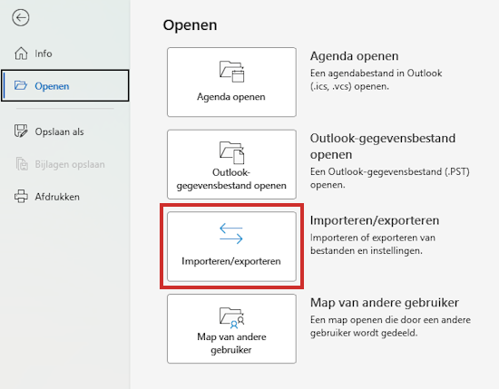 Back-up maken in Office Outlook
